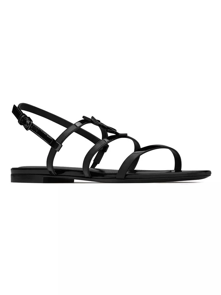 Yves Saint Laurent Cassandra Flat Sandals In Patent Leather With Black Monogram 2
