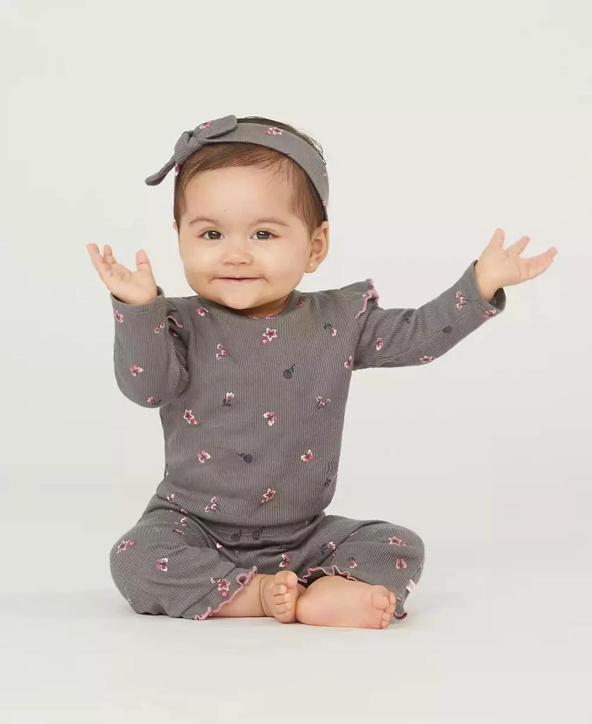 Huggies Baby Girls Rib Bodysuit, Headband and Pants 3-Piece Set 1