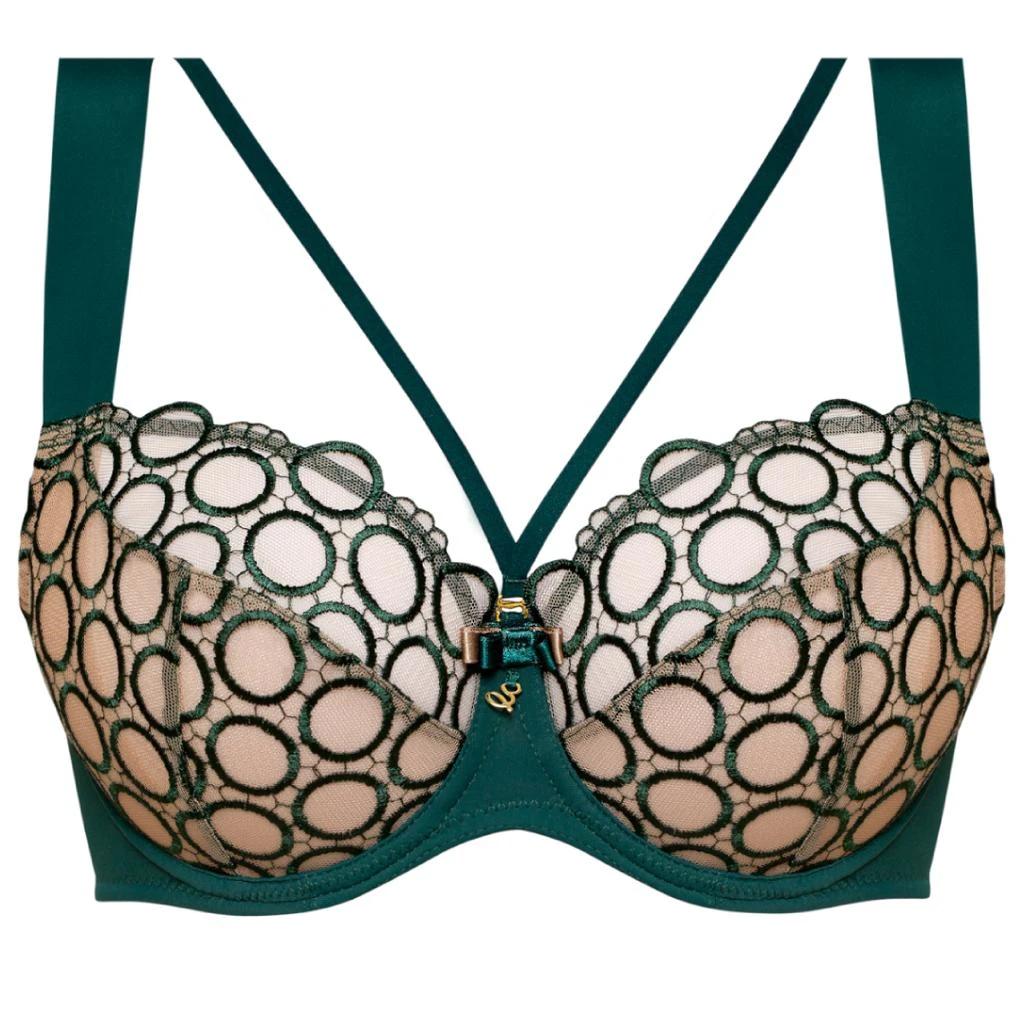 TRUEDAMES Sheer Mesh Tulle Tulip Seam Balconette Bra Boobie Emerald 2