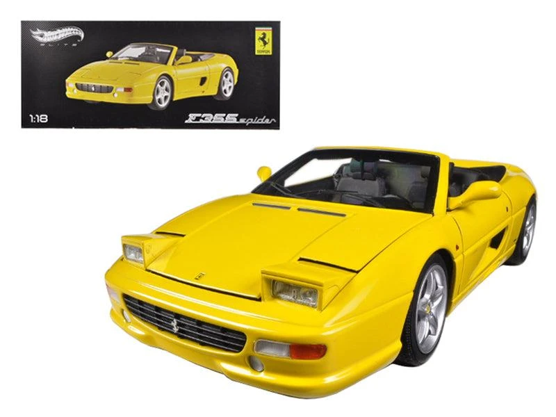 Hotwheels Ferrari F355 Spider Convertible Yellow Elite Edition 1/18 Diecast Car Model by Hot Wheels 1