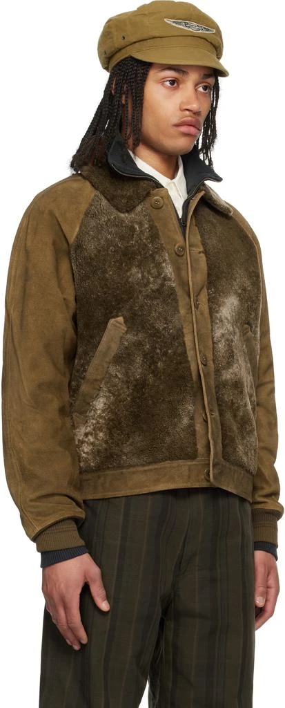 RRL Brown Paneled Roughout Suede Shearling Jacket 2