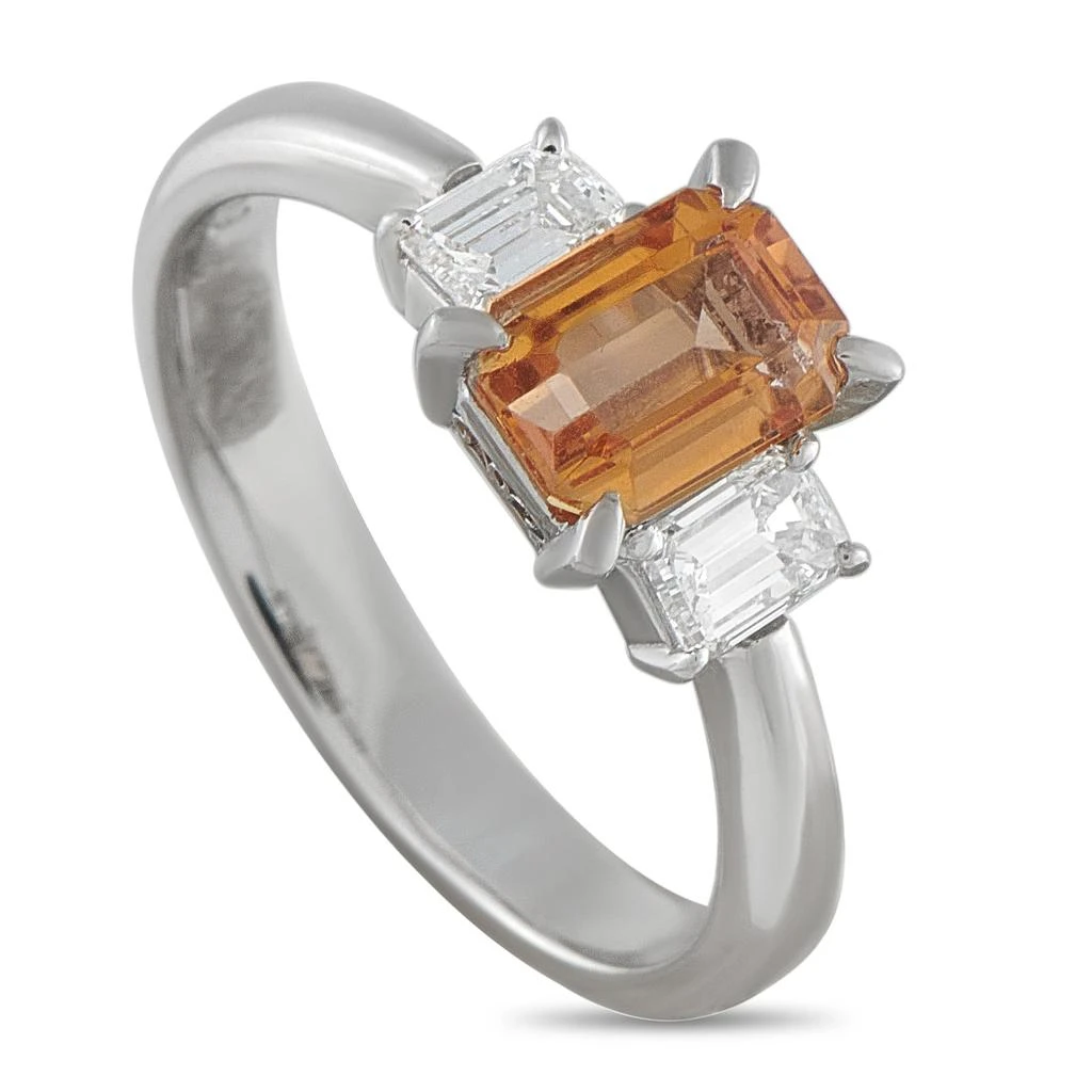 LB Exclusive Platinum 0.59ct Diamond and Imperial Topaz Ring #5351