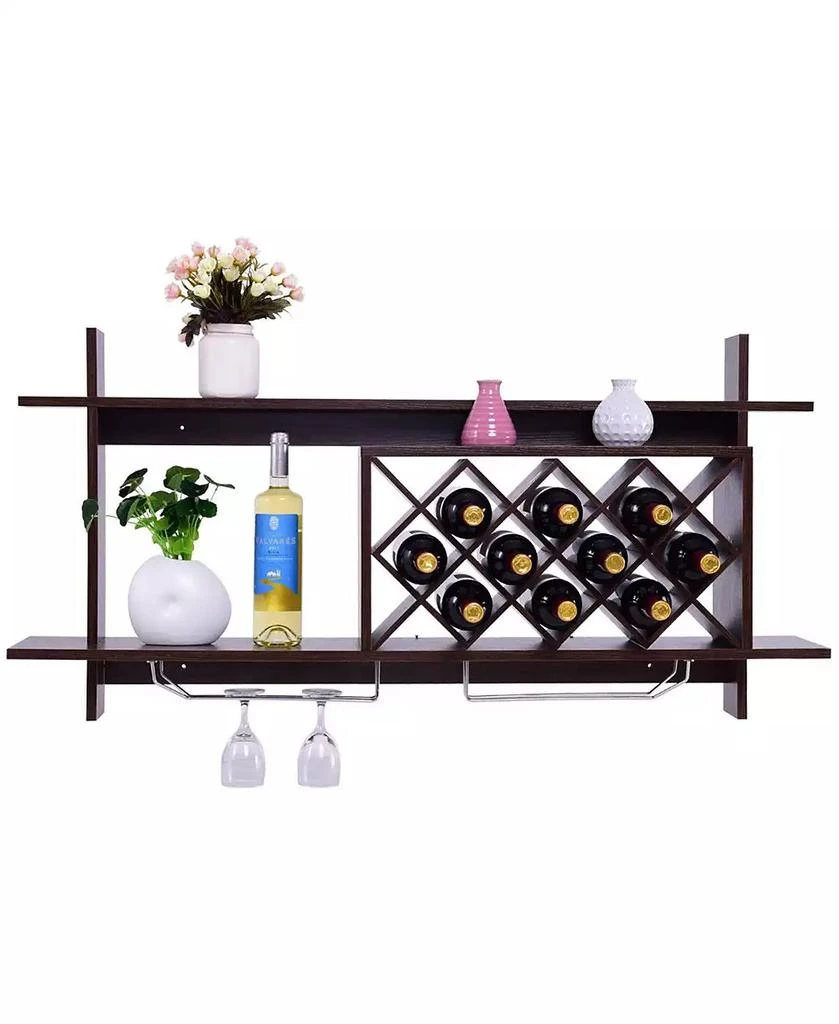SUGIFT Wall Mount Wine Rack with Glass Holder and Storage Shelf 4