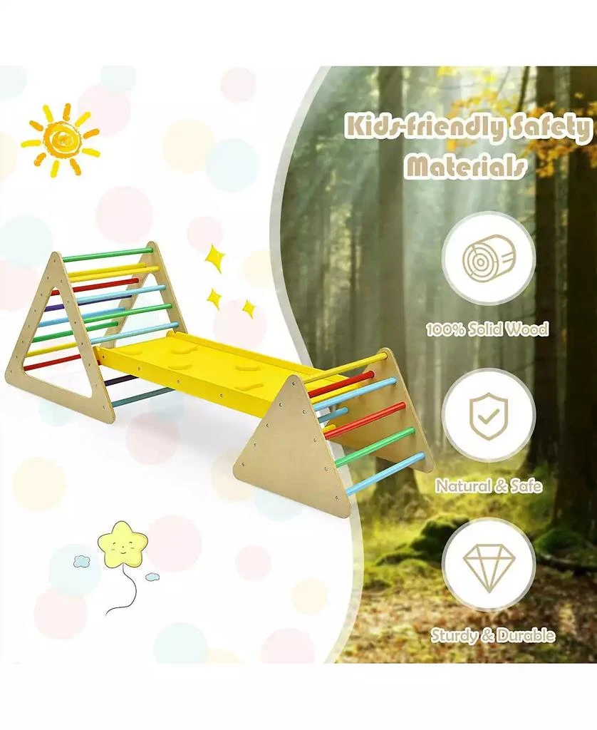 SKONYON 3 in 1 Wooden Set of 2 Triangle Climber with Ramp for Slid 3
