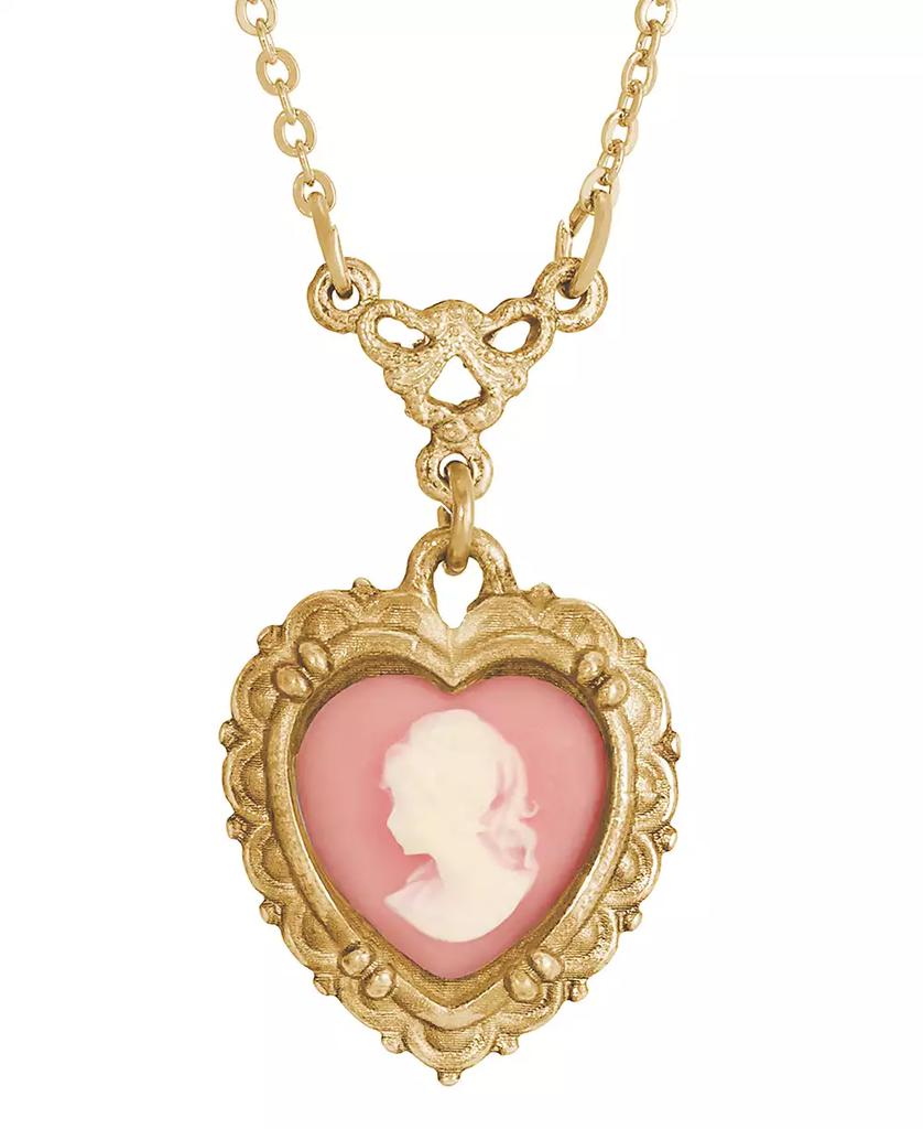 2028 Resin Pink Cameo Heart Necklace