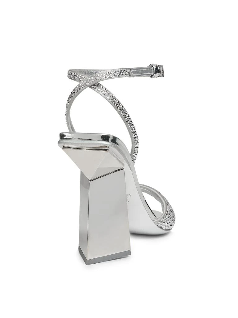 Valentino 101MM Rhinestone Leather Block Sandals 3