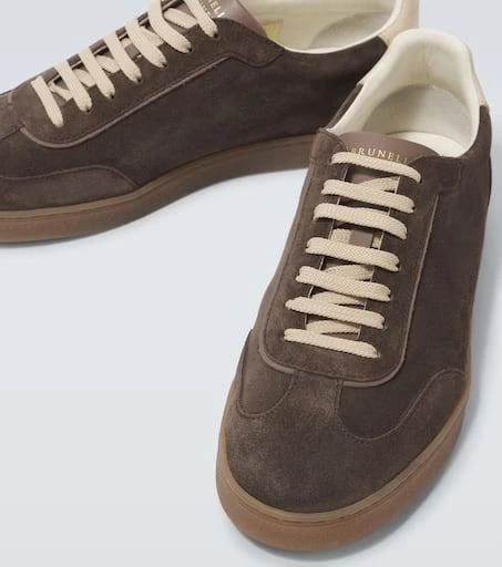 Brunello Cucinelli Leather-trimmed suede sneakers 3