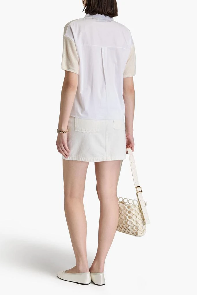 Naadam Poplin-paneled cashmere polo sweater 3