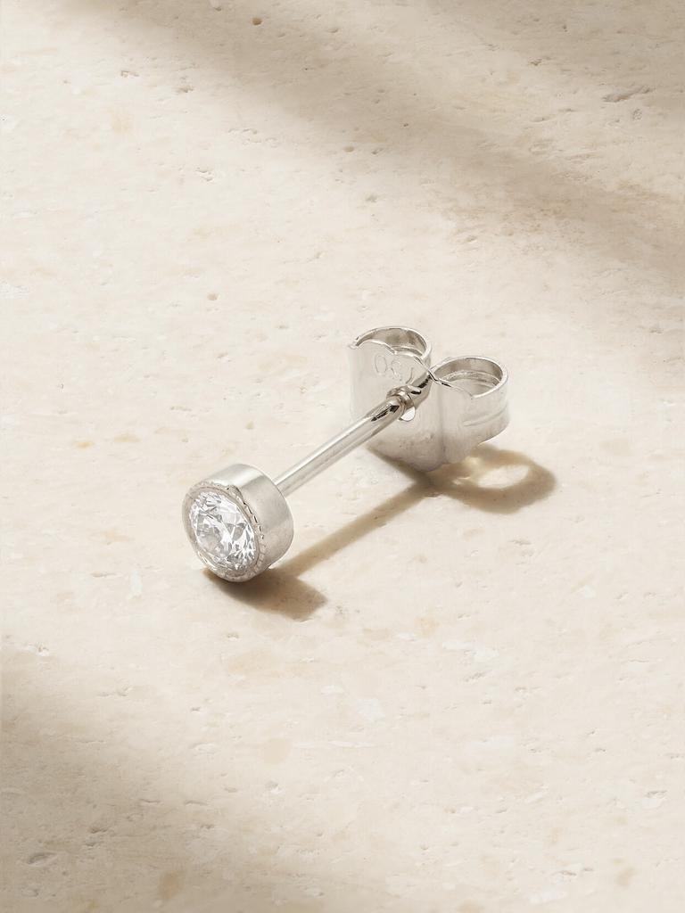 Maria Tash Scalloped 18k 白金钻石单只耳钉（2.5 毫米）