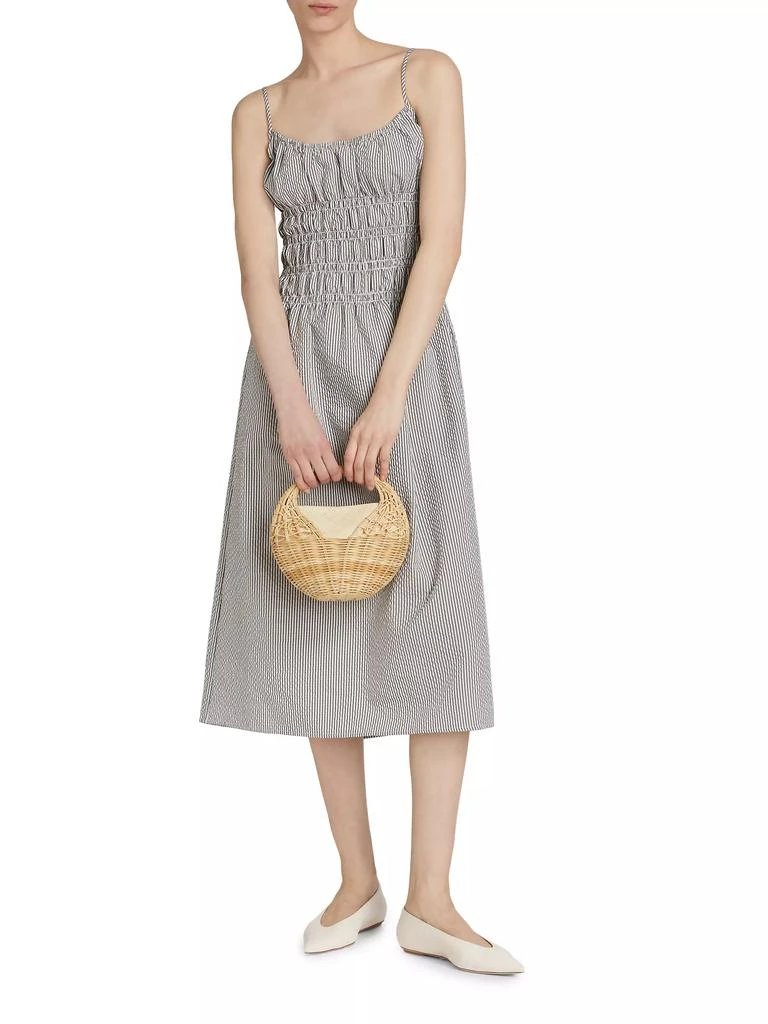 Wayf Isabelle Smocked Seersucker Midi-Dress 2