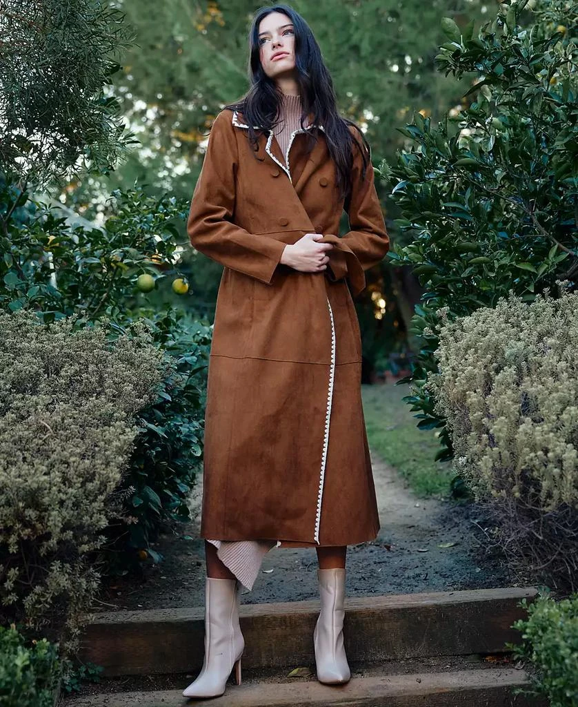 En Saison Women's Logan Faux-Suede Belted Trench Coat 3