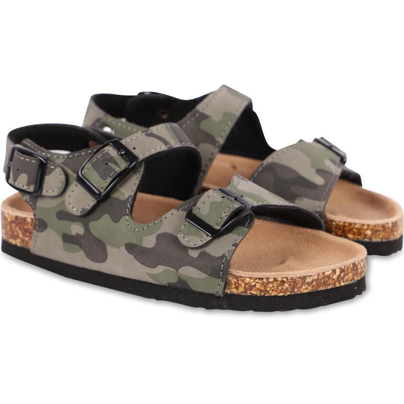 COLORS OF CALIFORNIA Camo print buckle straps sandals in green