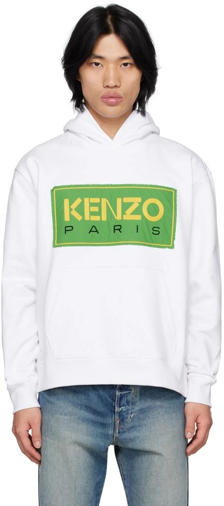 Kenzo White Kenzo Paris Embroidered Hoodie 1