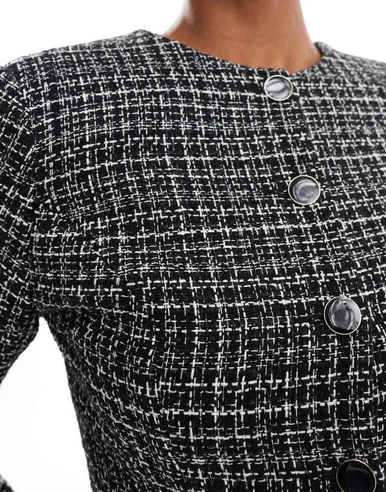 ASOS ASOS DESIGN nipped waist boucle jacket co-ord in mono 4