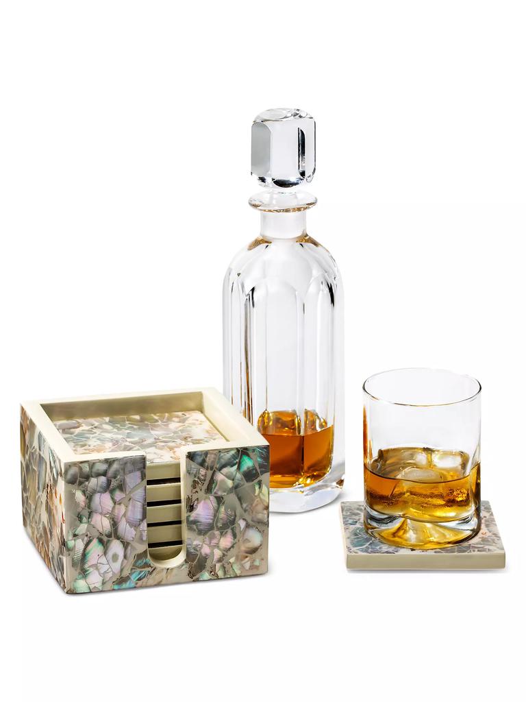 LADORADA Mother Of Pearl 4-Piece Natural Coaster Set