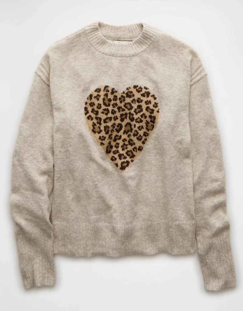 AE AE Whoa So Soft Leopard Heart Crew Neck Sweater 3
