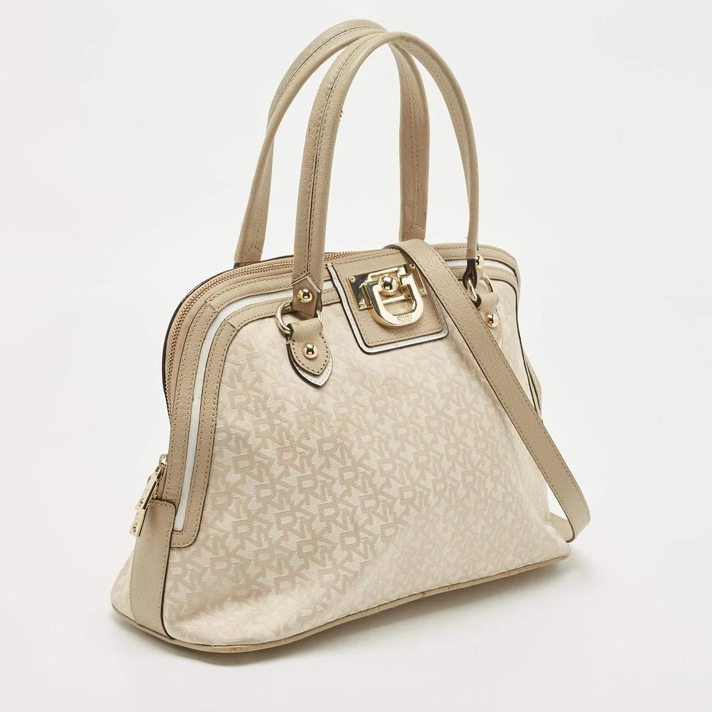 DKNY DKNY Cream/Beige Signature Canvas and Leather Dome Satchel 3