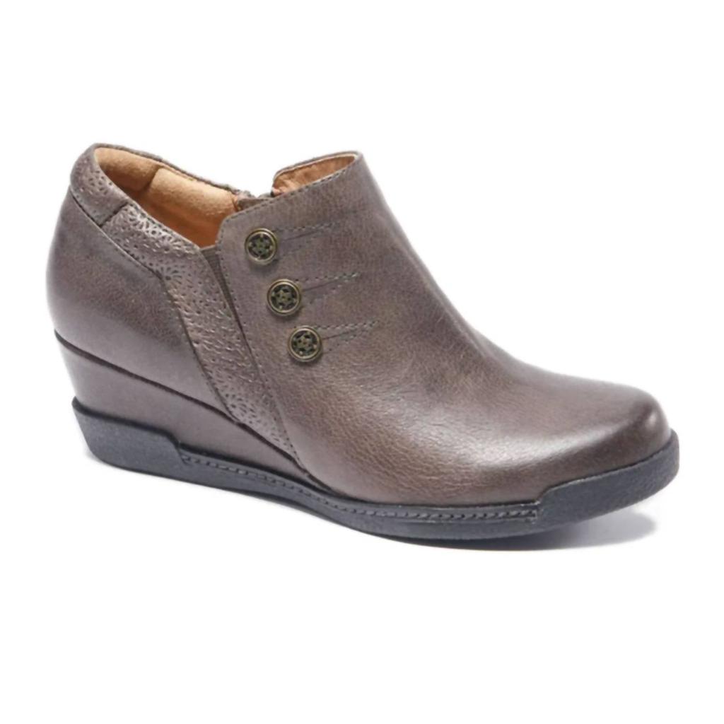 Halsa Footwear Women's Devina Wedge Ankle Boot In Dark Grey