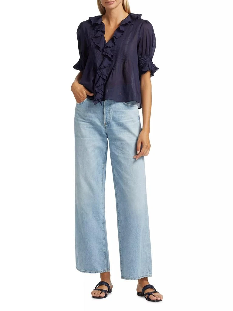 DÔEN Henri Ruffled Cotton Short-Sleeve Blouse 2