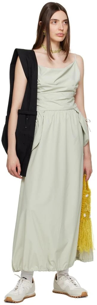 TheOpen Product Green Gathered Midi Dress 4