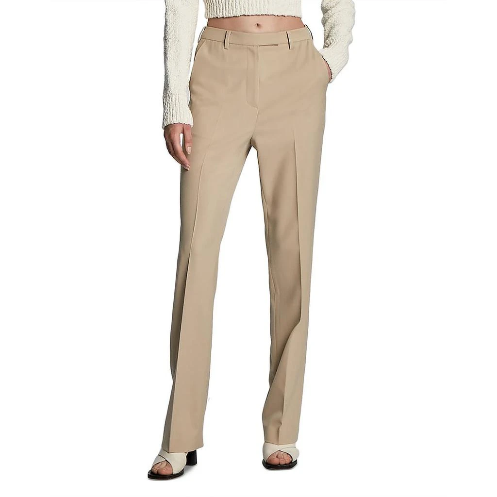 LVIR Womens High Rise Solid Straight Leg Pants 3