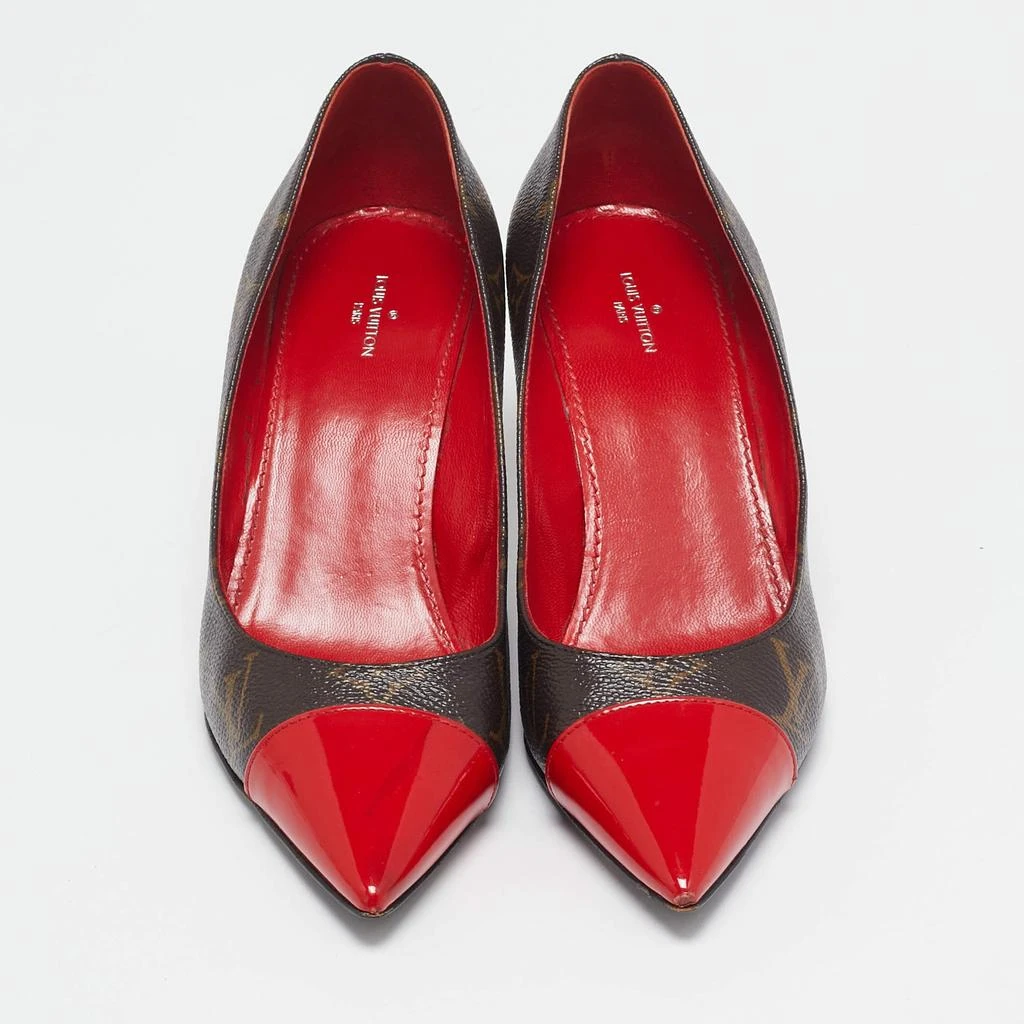 Louis Vuitton Louis Vuitton Red Patent Leather and Monogram Canvas Cherie Pumps Size 38 3