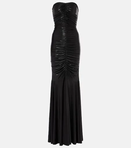 Norma Kamali Ruched lamé gown 1