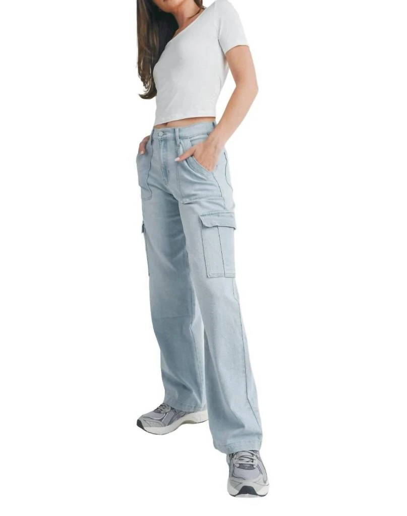 JBD. Lightweight Stretch Cargo Jeans In Light Denim 2