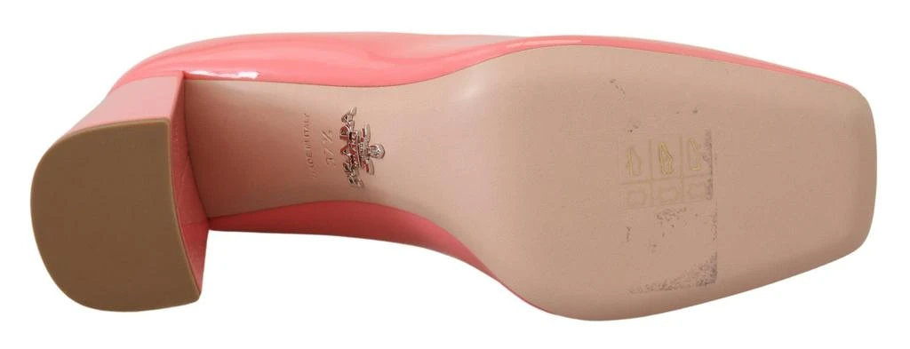 Prada Pink Patent Leather Block Heels Pumps Classic 2