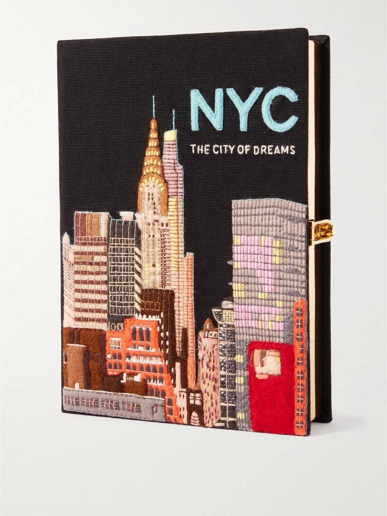 Olympia Le-Tan Nyc Embroidered Appliquéd Cotton, Wool And Silk-blend Canvas Clutch