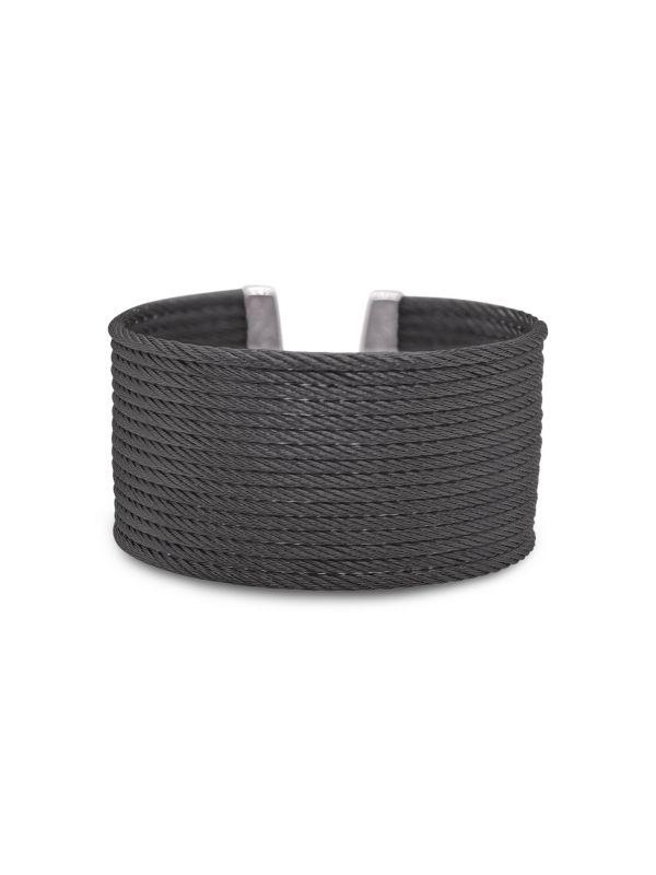 ALOR Essential Cuffs Black Stainless Steel Cable Bracelet