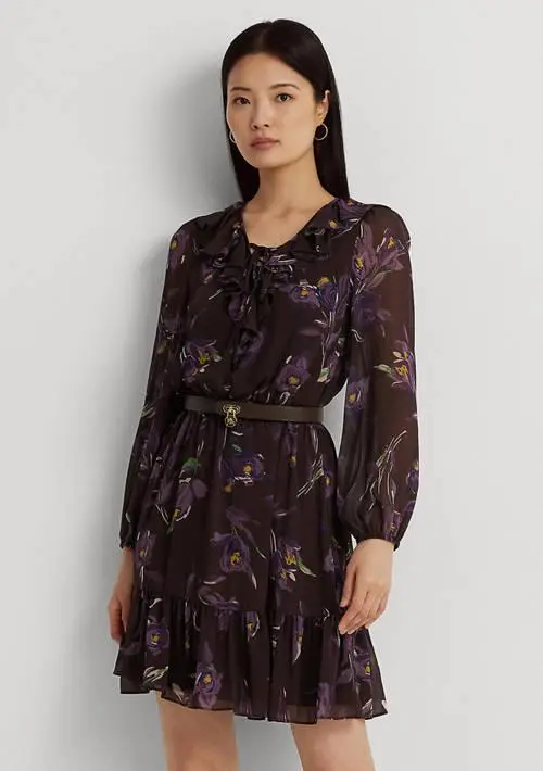 Ralph Lauren Women's Floral Ruffle-Trim Georgette Dress 4
