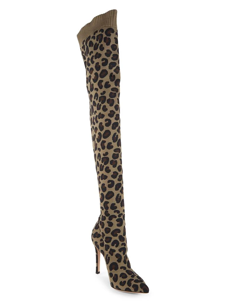 Gianvito Rossi 100MM Leopard-Print Textile Over-The-Knee Boots 2