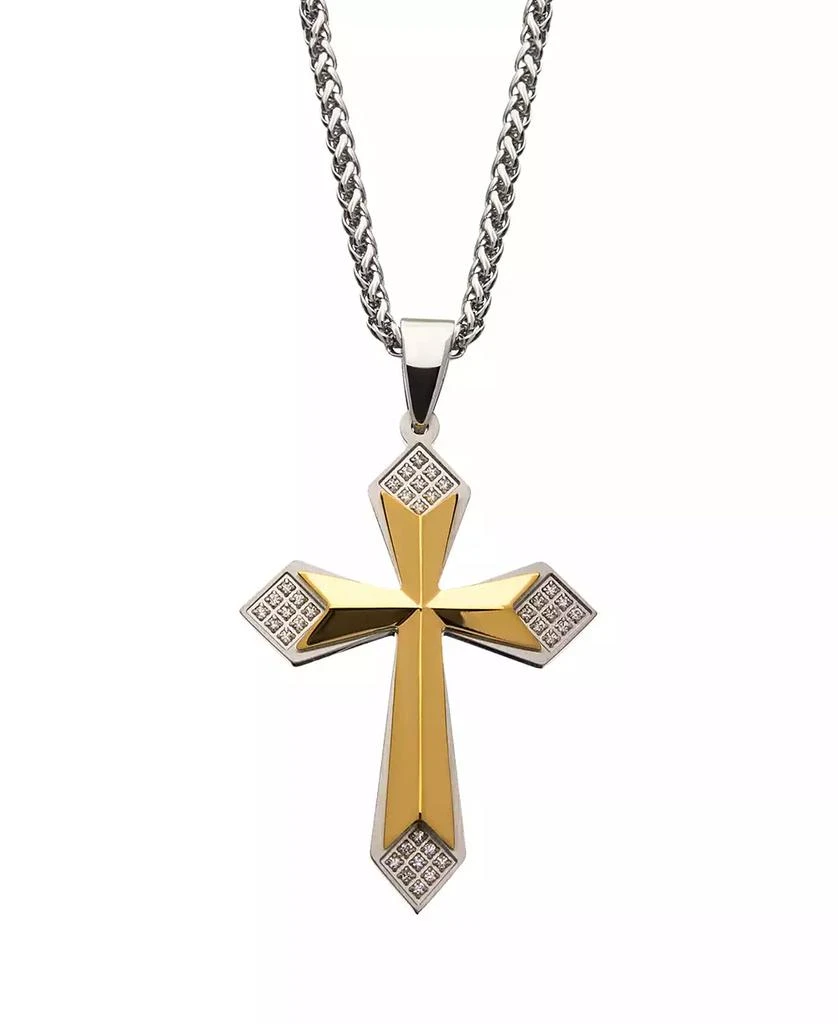 INOX Men's Cross Pendant with 36 Piece Cubic Zirconia Gemstone 1