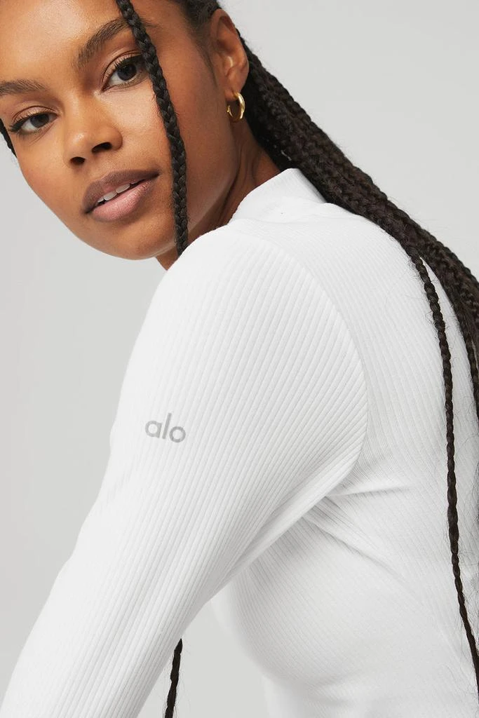 Alo Wellness Rib Mock Neck Long Sleeve - White 5