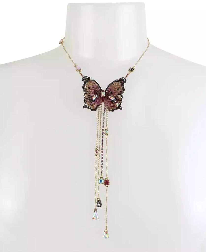 Betsey Johnson Gold-Tone Bead & Butterfly 16" Lariat Necklace 2