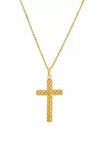 Belk & Co. Co. Cross Weave Design Pendant Necklace In 14K Yellow Gold