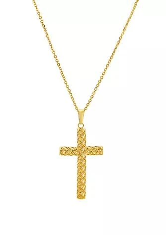 Belk & Co. Co. Cross Weave Design Pendant Necklace In 14K Yellow Gold 1