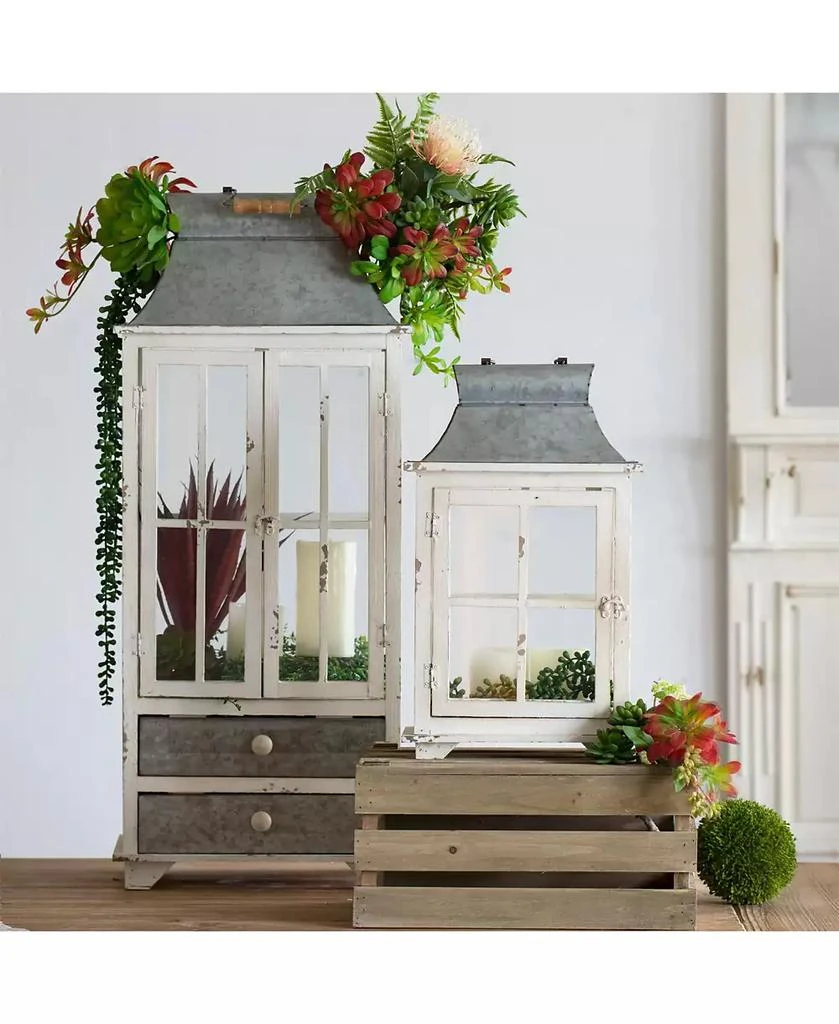 Clihome Wooden Candle Lantern Decorative Lantern Holder Decor for Outdoor, Home Garden Wedding