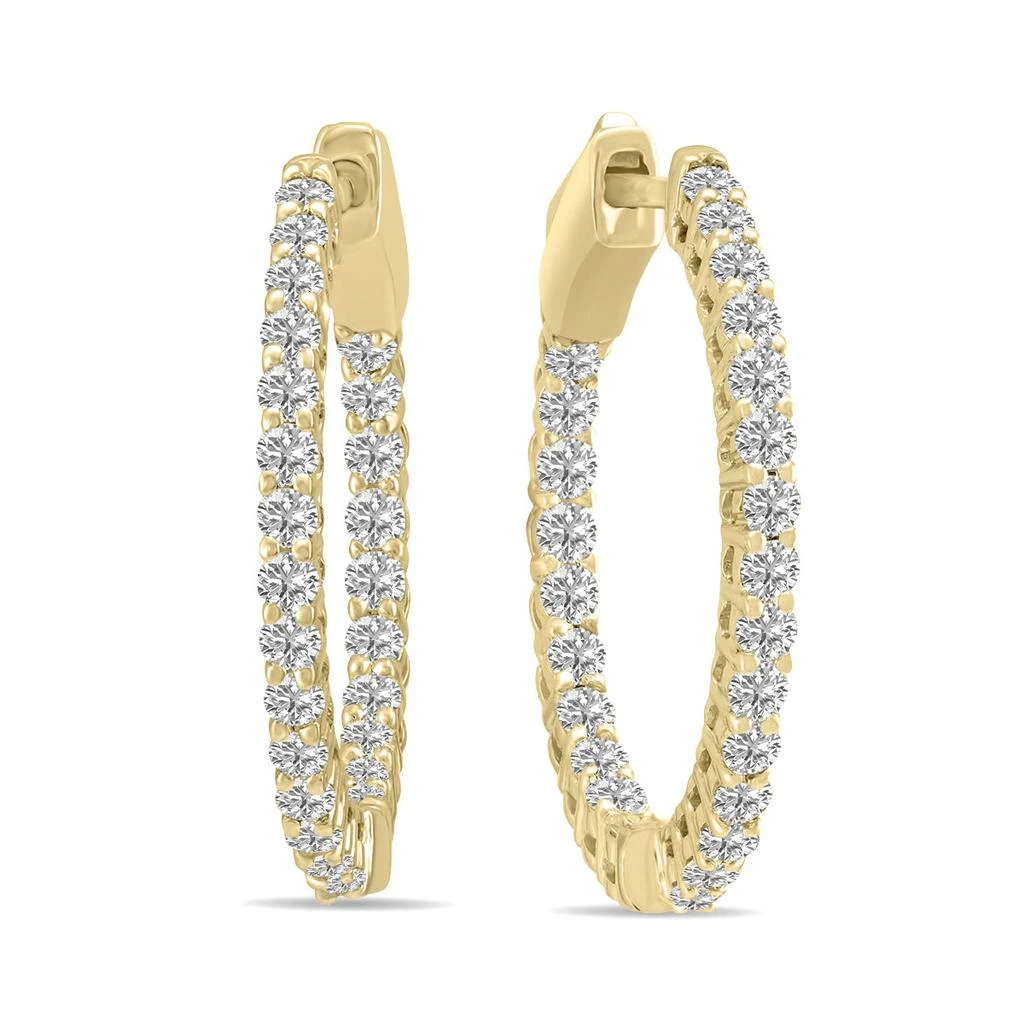 SSELECTS 1 Carat Tw Round Lab Grown Diamond Hoop Earrings In 14K Yellow Gold 5