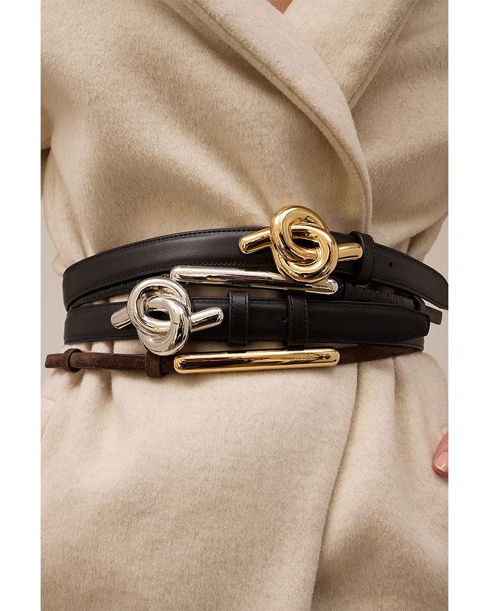 LELET NY Women's Glossy Bar Skinny Suede Belt