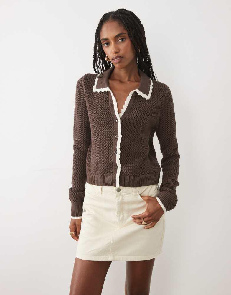 Alo Tennis Club Sweater Knit Cardigan - Ballet Pink/White