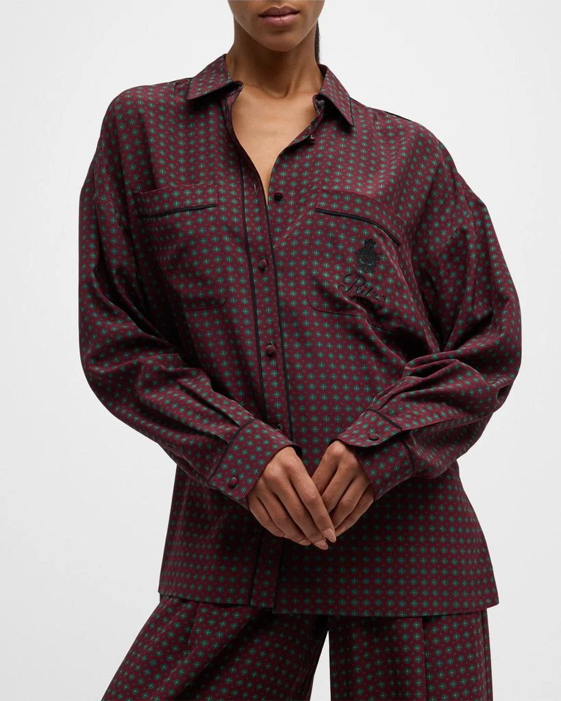 FRAME FRAME x Ritz Paris Printed Silk Button-Front Shirt 8