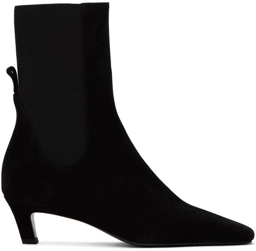 Totême Black 'The Mid' Heel Suede Boots 1