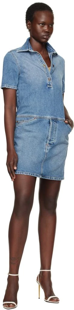 Moschino Blue Laurel Crown Emblem Denim Minidress 4