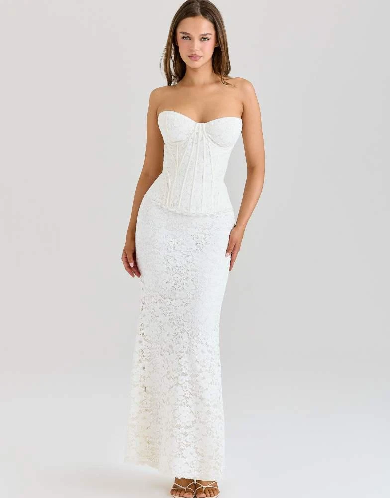 House of CB House of CB Solaine ivory lace corset maxi dress in ivory 1