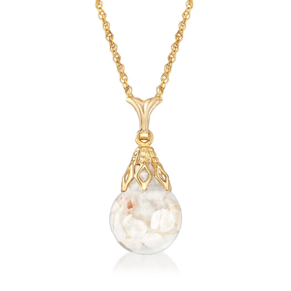 Ross-Simons Floating Opal Pendant Necklace in 14kt Yellow Gold 1
