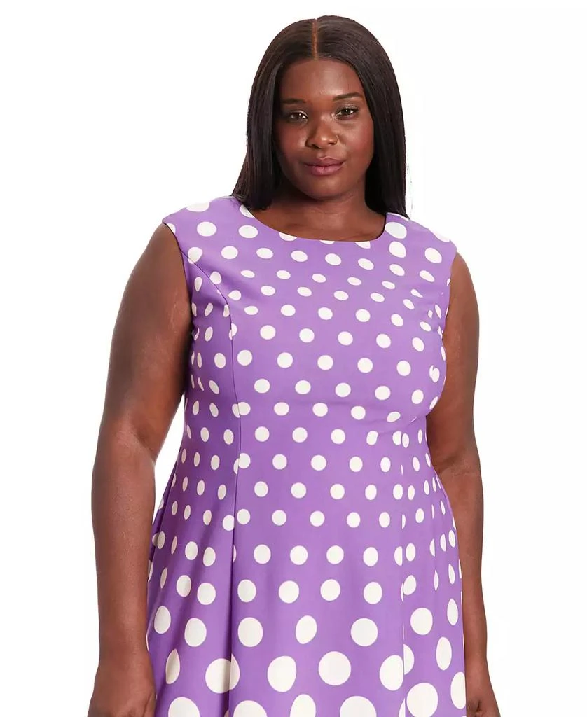 London Times Plus Size Polka-Dot Fit & Flare Dress 4