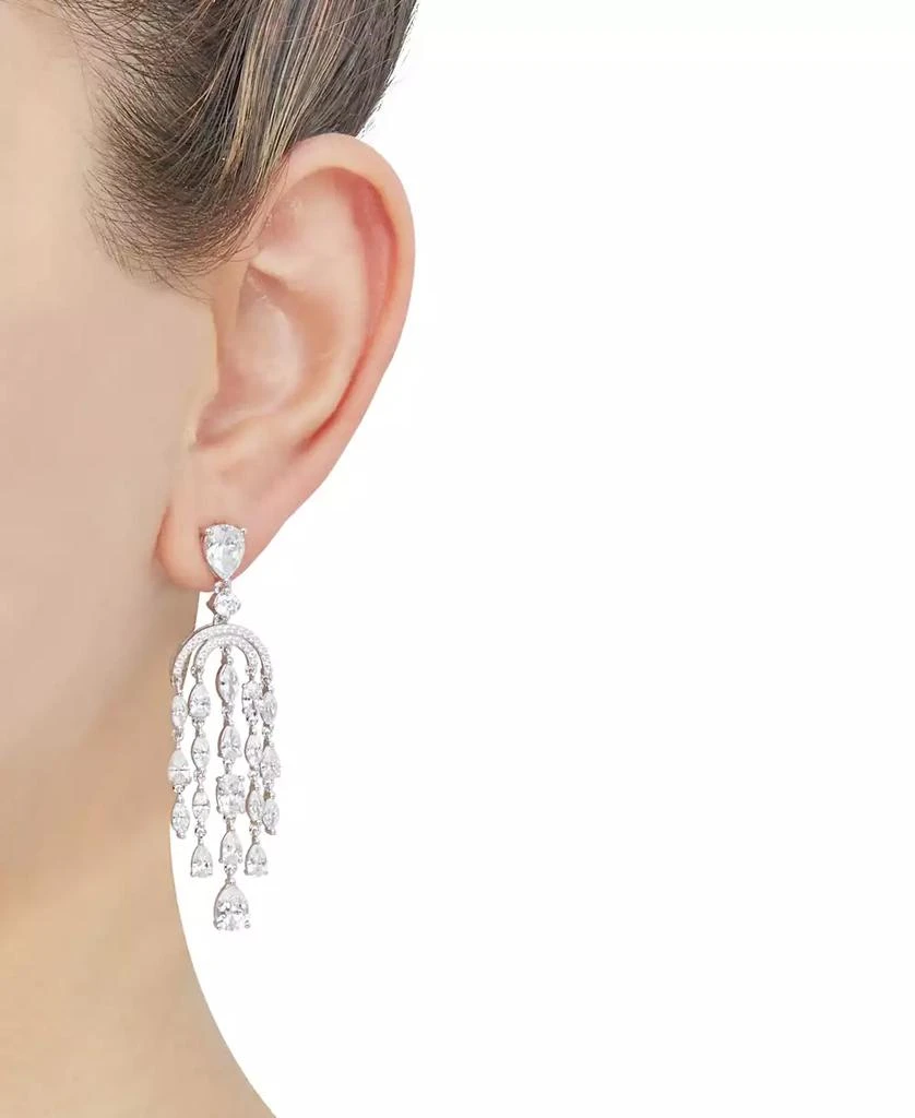 Arabella Cubic Zirconia Chandelier Drop Earrings in Sterling Silver 2