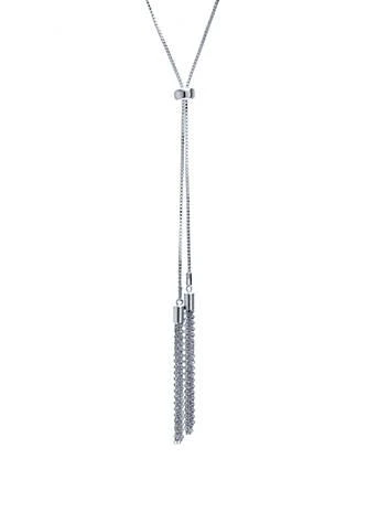 Belk Silverworks Fine Silver plated 30" Tassel Slider Adjustable Chain Necklace